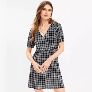 LOFT Gingham Puff Sleeve Dress Size Medium - Picture 1 of 4