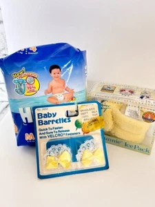 Vintage Huggies Dry M 4pk  Baby Barrettes Boo Bunnie Ice Pack Lot - Picture 1 of 9