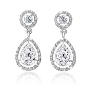 Statement Ohrringe Gold Strass Kristall funkelnd Ohrstecker Tropfen Hochzeit - Bild 1 von 2