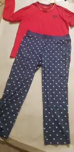 Schlafanzug Pyjama Set Schiesser Shirt rot Esprit Hose dnkl blau Gr 46 44 NEU+ET - Bild 1 von 7