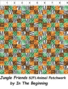 Jungle Friends Cotton Quilt fabric In The Beginning BTY 5JF1 Animal Patchwork - Picture 1 of 12