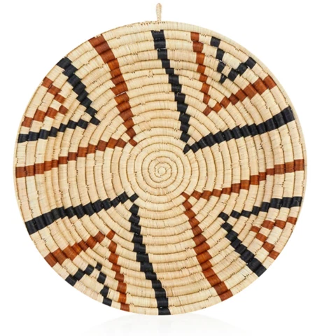 Shaba Raffia African Basket Plate Design Fruit or Display Handwoven Home Decor Cover