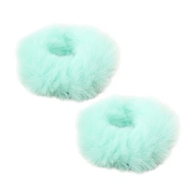2Pcs Fluffy Faux Fur Furry Scrunchie Hair Ring Rope Girls Elastic Soft Hairband - Image 1 of 4