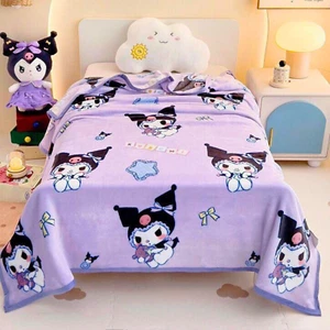 Sanrio Kuromi Milk Velvet Blanket AOP Sweet Kuromi Purple Plush Throw Blanket - Picture 1 of 17