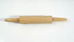 1980'S VINTAGE WOOD ROLLING PIN WITH WOOD HANDLES - Picture 1 of 6