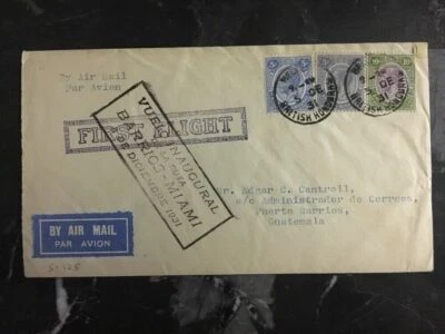 1931 Honduras Británica Primer Vuelo Cubierta FFC A Puerto Barrios Guatemala Miami Foto 1 de 2