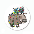 Goat Tangled in Christmas Lights Favors Scrapbook Stickers Labels Envelope Seals