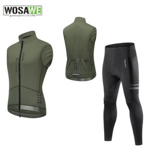 WOSAWE Herren Radsport Sportbekleidung YKK Reißverschluss warm reflektierende Weste schwarz wattierte Hose - Bild 1 von 16