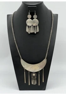 Vintage Hmong Silver Statement Collar Necklace Miao Tribal & Earrings Set - Picture 1 of 9