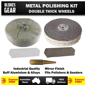 150mm Extra Thick Metal Polishing Kit for Bench Grinder polish Aluminium & Alloy - Picture 1 of 8