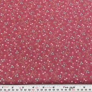 Vintage Cranston Florals on Mauve Cotton Fabric Remnant 22" x 43" - Picture 1 of 2