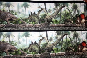 JURASSIC STRIPE FROM IN THE BEGINNING FABRICS - 100% COTTON FABRIC - Picture 1 of 9