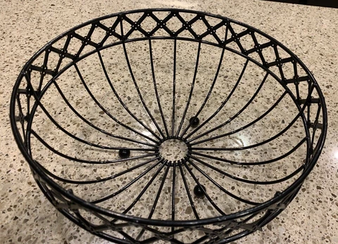 Black Metal Fruit Bowl Ball Footed large 11" Cover