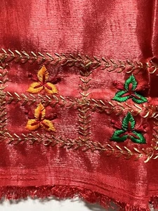 Bordado Borde Butti Mezcla Seda TELA-Sari SARI Blusa Pieza-Rojo 44 X 25" - Imagen 1 de 9
