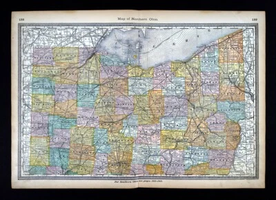 1883 Hardesty Map N. Ohio Columbus Cleveland Toledo Sandusky Youngstown Akron OH - Image 1 of 4