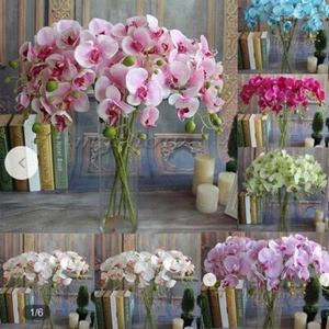 2X Künstliche Schmetterling Orchidee Gefälschte Phalaenopsis Seidenblume Home Hochzeit Dekor - Bild 1 von 22