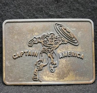 WJ15103 IMPRESIONANTE HEBILLA DE CINTURÓN VINTAGE AÑOS 70 ****CAPITÁN AMÉRICA**** SUPERHÉROE para hombre Foto 1 de 2