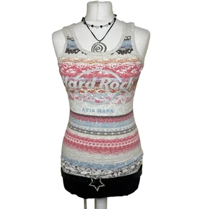 Hard Rock Café Ayia Napa Y2K Größe Small Tanktop Vintage Spitzendruck Baby T-Shirt - Bild 1 von 7
