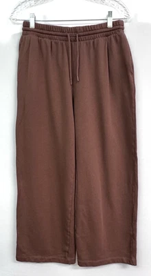 OLD NAVY WOMENS MEDIUM PETITE BROWN WIDE LEG DRAWSTRING SWEATPANTS - Image 1 of 4