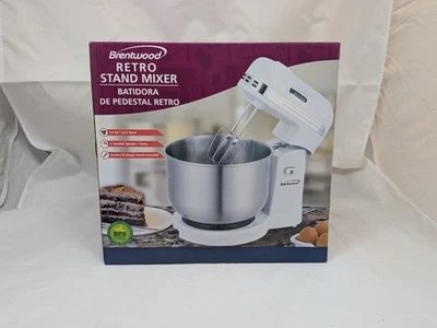 Mezclador de pie Brentwood de 5 velocidades con cuenco mezclador de acero inoxidable de 3,5 cuartos de galón Foto 1 de 3