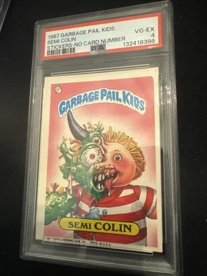 1987 GARBAGE PAIL KIDS SEMI COLIN NO CARD NUMBER STICKER PSA 4 - Image 1 of 3