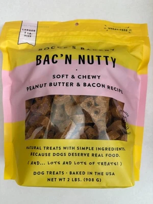 BOCCE'S BAKERY Bocce’s Bakery Bac’n Nutty Dog Treats, Peanut Butter Bacon, Soft Chewy 2 Pounds.