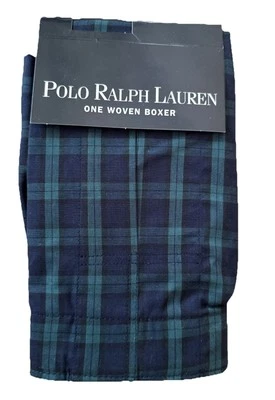 Polo Ralph Lauren Cotton Men Navy/Green Checkered Underwear Size 44” Big New - Image 1 of 3