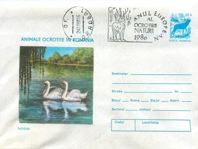 E0059 Romania FDC 1980 protected animals in Romania swans - Image 1 of 2