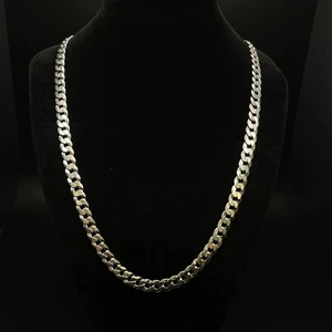 Collana catena maglia cubana in argento sterling 925 - 24 pollici - 30 g - argento massiccio - Foto 1 di 10