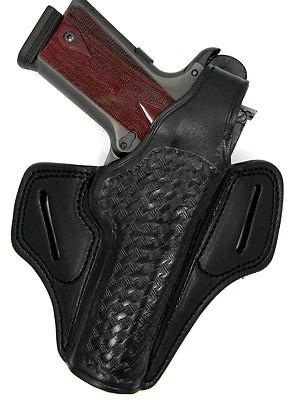 CEBECI ARMS PREMIUM BLACK LEATHER BASKETWEAVE OWB RH BELT HOLSTER for 5" 1911 (Nonrail)