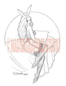 Sexy BUNNY original fantasy pin-up art by JOE ORSAK - Picture 1 of 1