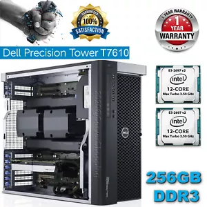 Dell Precision T7610 2x Intel E5-2697v2 2.70GHz 12Core 256GB DDR3 16TB HDD M4000 - Picture 1 of 11