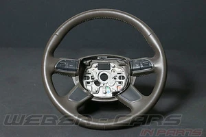 Leather Tiptronic Steering Multifunction Paddles 4H0419091D DC7 Braun Audi A8 4H - Picture 1 of 11