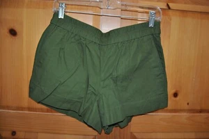 NEW J.CREW WOMAN'S OLIVE GREEN 100% COTTON CANVAS SHORTS Size 8. ELASTIC WAIST - Picture 1 of 2