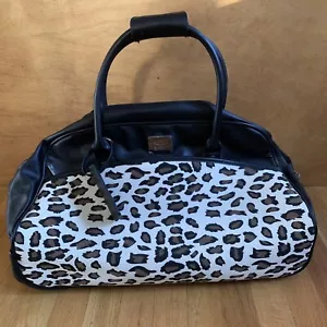 Liz Claiborne borsa bagaglio a rotelle da viaggio stampa leopardata notte 21"" x 13"" Randa - Foto 1 di 14