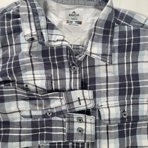 Camicia donna Ridgecut Toughwear media bianca blu a quadri manica lunga con bottoni - Foto 1 di 10