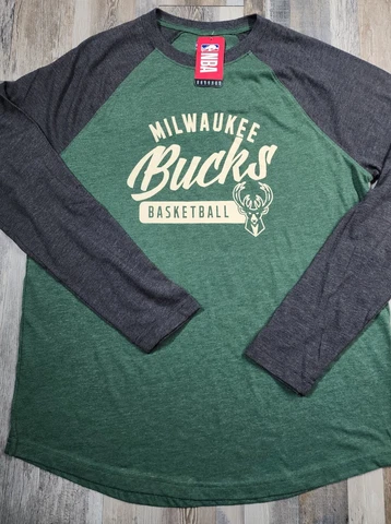 New NBA Milwaukee Bucks Soft LS Raglan TShirt Mens Size XL Tee NWT Cover