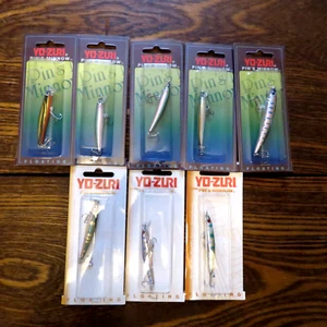 Lot of 8 Yu-Zuri Pin's Minnows Floating 7x 2" 1/16oz 1x 2-3/4" 1/8oz NOS Lures - Picture 1 of 15