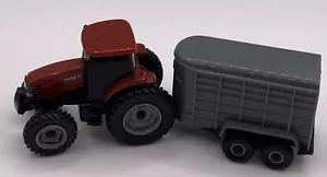 Ertl Caseih 1:64 Red Enclosed Tractor & Gray Hay Wagon, EUC - Picture 1 of 7
