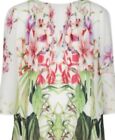 Ted Baker Cream pleated mirrored tropics tunic top blouse size 1 UK size 8