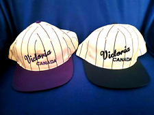 2 NEW Vintage Victoria Canada Striped Cotton KP SnapBack Adjustable Hats Caps