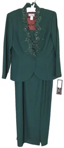 Elegant KAREN MILLER Long Dress Womens 12 Embellished Jacket Special Occasion US - Picture 1 of 24