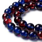 50 Crackle Glass Beads 8mm Blue Red Mixed Ombre Bulk Jewelry Supplies Mix