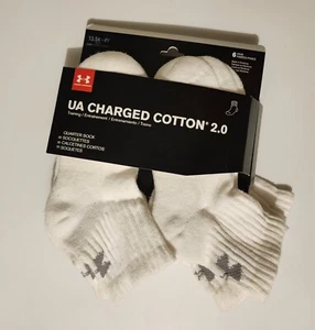Under Armour Youth White UA Training Cotton Quarter Socks 6-Pack 13.5K-4Y - Picture 1 of 3