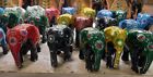 Spielzeug Holz Elefant perfekte Schnitzerei einzigartig handbemalt Kunstdekor buntes Geschenk