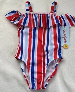 NWT CAT & JACK GIRLS BATHING SUIT RED,WHITE,BLUE 18 MOS. UPF50+. CUTE!! za - Picture 1 of 4