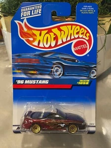 1998 Vintage Hot Wheels Collector #1058 '96 MUSTANG Dark Red w/Gold Lace Spokes - Picture 1 of 2