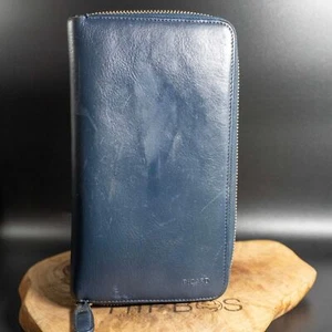 Picard World Traveller Travel Wallet Large Leather Clutch Travel Wallet Blue - Picture 1 of 12