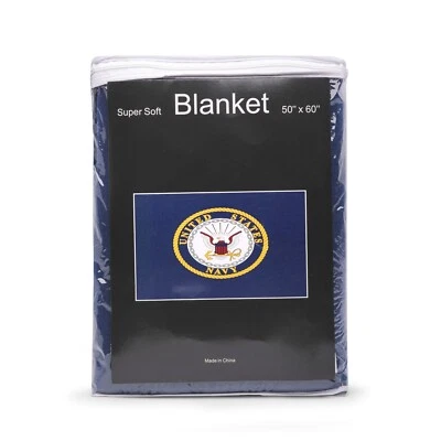 U.S. Navy Emblem Fleece Blanket 50"x60" Travel Throw Cover Seal United States - Image 1 of 2