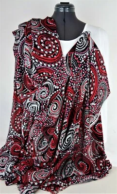 "Tela impresa de ropa sedosa transparente clara negra, roja, blanca 2 7/8 yardas - 60"""  Foto 1 de 4